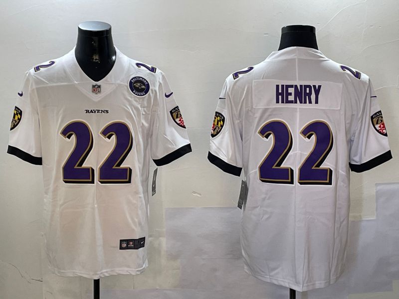Men Baltimore Ravens #22 Henry White Second generation 2024 Nike Limited NFL Jersey style 2->baltimore ravens->NFL Jersey